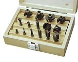 fresadora 6mm en caja de madera práctica Mannesmann - M54515-15 pieza Juego de fresadoras con eje de 6 mm