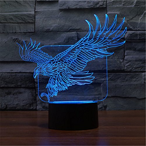 Adler 3D Optische Illusions-Lampen, FZAI Tolle 7 Farbwechsel Acryl berühren Tabelle Schreibtisch-Nachtlicht mit 150 cm USB-Kabel für Kinder Schlafzimmer Geburtstagsgeschenke - 2