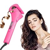 Anion Électrique Cheveux Bigoudi Fer Professionnel Cheveux Styling Outils Rapide Curler Portable Air Curling Baguette en Céramique Rotatif Bigoudi pour Voyage et À La Maison,Rose