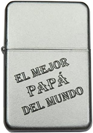'Engraved Windproof Lighter/Lighter Matt/Silver Grey: El Mejor Papá Del Mundo "