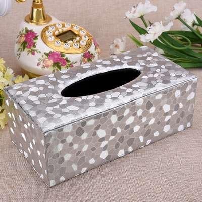 FEISHUO European paper towel box creative cute drawing tray home living room restaurant napkin box simple paper-box, silver stone ~ Large