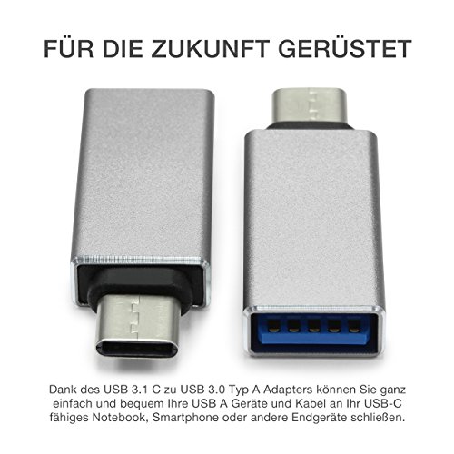 Urcover® USB-C auf USB 3.0 A OTG Adapter / Konverter Umwandler von USB Type-C Input in Micro-USB für Typ-C Geräte wie MacBook Pro , MacBook (2015) , ChromeBook Pixel , Nexus 5X , Nexus 6P , Nokia N1 , OnePlus 2 und weiter [Grau] - 2