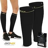 Bionix Compression Calf Sleeves For Men Women Black, L/XL (Women 5.5-13/Men 7) PAIR - Graduated Compression for Shin Splints & Leg Cramps, Running Jogging Cycling Football Guard Sports Tights