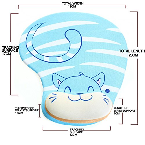 Demarkt Mauspad Ergonomisches Komfort Mauspad mit Handauflage aus Gel,Blau Katze - 2