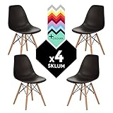 De muy fácil montaje. SKLUM Pack 4 Sillas Estilo Nórdico IMS Negro Madera Natural