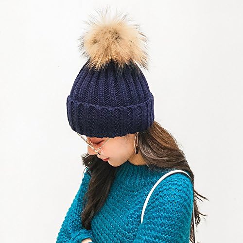 Wenxin0815 Hat In Autumn And Winter For The Warm Hat Of The Knitted Cap,Deep Blue Hat Camel Hair Ball