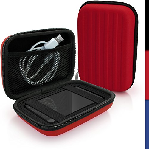 igadgitz Rot EVA Hart Festplattentasche Schutzhülle für Toshiba Stor.E Aiv TV Kit, Canvio Ready, Canvio Plus, Canvio Basics, Canvio Aeromobile, Canvio Aerocast Tragbare Externe Festplatte Etui Case