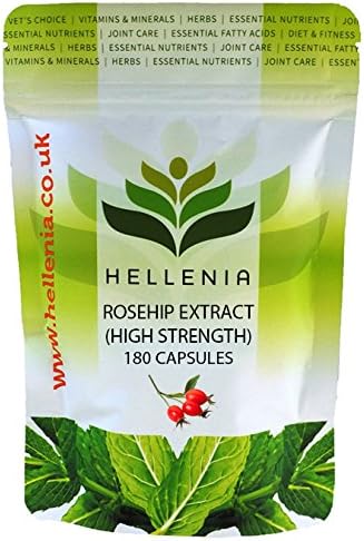 Hellenia Rosehip Extract 250mg High Strength - 180 Capsules - Rich Natural Source of Vitamin C, Vitamin A, calcium and iron