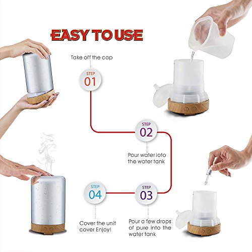 Aroma Diffuser 100ml Luftbefeuchter Oil Düfte Humidifier 3D Glas LED mit 16 Farben für Yoga Salon Spa Wohn-, Schlaf-, Bade- oder Kinderzimmer Hotel - 4