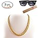 Produktbild Hip Hop Rapper Chain Rapper Rapper Gold Chain Rapper Gold Chain Necklace, Gold Plated Gold-Plated Necklace, Byzantine Chain Gold Plated Punk Rock Biker Hiphop Rap Novelty Sun Glasses Sunglasses Mosaic Novelty Special Effects Cosplay Set 3 in 1 Hip Hop Rapper