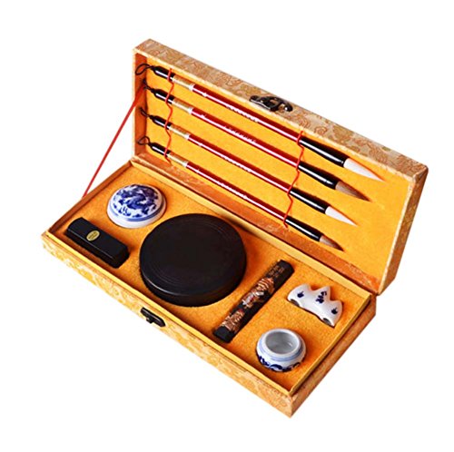 examen Luxe de calligraphie Quatre encre Brosses, Inkstone, stand, Stamp & Inkpad