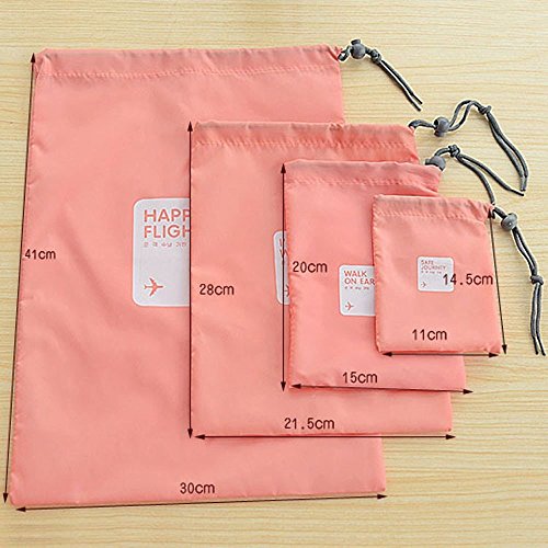 4 pieces Waterproof Travel Drawstring Bag Shoe Laundry Underwear Makeup Storage Pouch by Generic - 2
