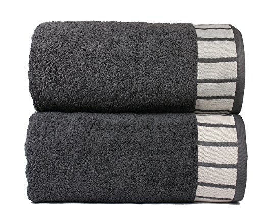 Trident His & Her Kollektion 550 g/m² Baumwolle 2 teiliges Badetücher Set, Grau - 2