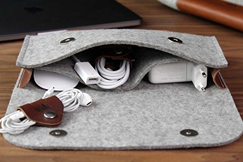 Pack   Smooch Cable Bag  Schutzh  lle f  r Ladekabel  Filz  Grau