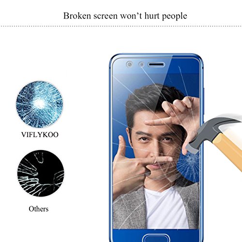 VIFLYKOO Huawei Honor 9 Panzerglas Schutzfolie, Härtegrad 9H superdünn kratzfest HD Klar Ballistic gehärtetem Glas Displayschutzfolie für Huawei Honor 9 - 6