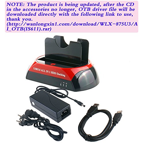 WANLONGXIN WLX-875U3-DE USB 3.0 zu SATA und IDE Dual-Bay Festplatte Docking-Station für 2.5 und 3.5 Zoll IDE SATA I / II / III HDD SSD (Keine Unterstützung der WD IED-Festplatte) - 3