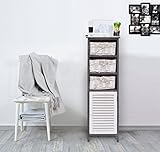 Mobil Schublade Nachttisch Badezimmer Wäscherei mit 3 Weidenkörbe und ein Holz Tür Grau Farbe (Kode RE4188) - 2