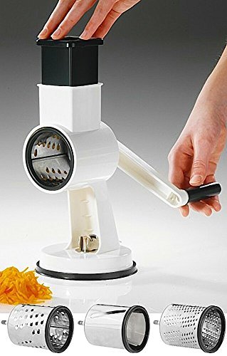 Preisvergleich Produktbild Westmark Reibemaschine Handreibe 3 Edelstahl-Schneidtrommeln Saugfuss