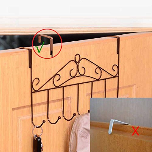 Viemode Über Der Tür Eisen 5 Haken Türhaken für Tasche,Kleidung, Mäntel, Hüte, Roben, Handtücher (Weiß) - 4