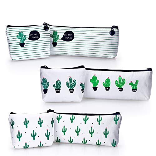 YOUSHARES 6 packs de cas de crayon de cactus, sac en toile de crayon pour les crayons et stylos ou petit maquillage