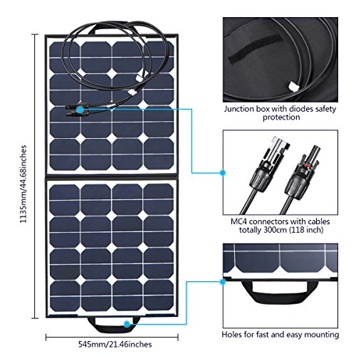 Solarpanel MOHOO® Solar-Ladegerät 5.5A 18V 100W sunpower_Chip Monokristalline Silizium-Solarzellen Faltbare Solarzellen mit MC4 Ladekabel für Auto-Batterien, Auto, RV, Boot Solar-Straßenlaterne usw. - 9