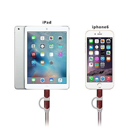 Kingyou 2 in 1 Lightning USB Kabel 1m Ladekabel USB Datenkabel geeignet für iPhone 6plus iPhone5c 5s iPad und Huawei Samsung Sony Usw Android Smartphones (Rot) - 4