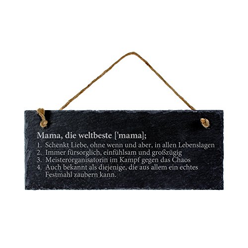 Schiefertafel mit Gravur – Definition beste Mama – Standard – Türschild zum Aufhängen - Ideal als Geschenk für Mütter zu Weihnachten, zum Geburtstag oder als Muttertagsgeschenk