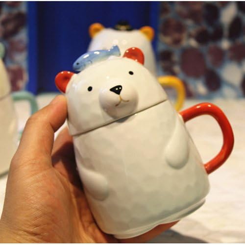 MOCER Cute Bear Style Stereo Ceramic Mugs Creative Moring Mug Milk or Coffee Unique Mugs Good Gift SH189,D,280ml