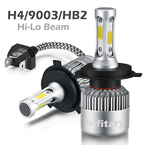 Infitary H4 Faro Bulbi Auto LED Faro dell'automobile Kit luci Chip COB da 72 W 6500K 8000LM Faro Doppio Fascio Hi/Lo Estremamente Luminosi - 1 Paio - 1 Anno di Garanzia(H4/9003/HB2 Hi/Lo Argento)