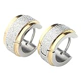 PiercingJ 2pcs 18G 7MM Silver Stainless Steel Golden Edge Hoop Hinged Huggie Stu