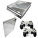 Produktbild Morbuy PS4 Pro Skin Design Folie Aufkleber Sticker schützende Haut Schale für Sony Playstation 4 Pro Konsole und 2 Dualshock Controller (Silver Glossy)