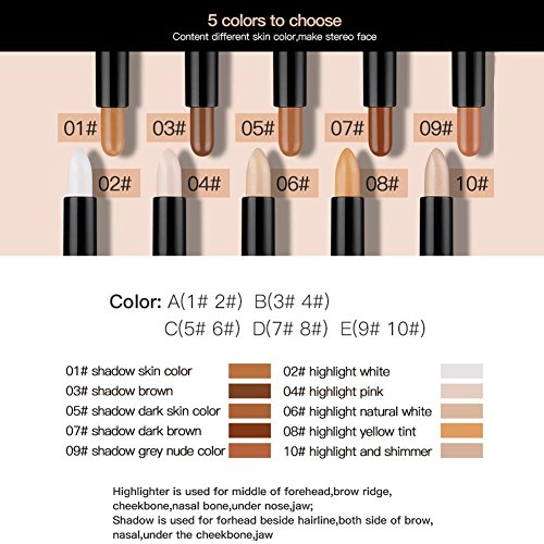 2 in1 Double Ended Make-up Concealer Coverstick Highlight & Contour Stick Gesicht Kontur Highlighting Correctors Cover Up Stick Kaschiert alle Flecken von Haut Molie - 2