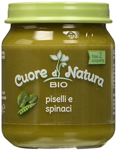 Cuore di Natura - Omogeneizzato Piselli e Spinaci Bio - Confezione da 6 vasetti x 110 g