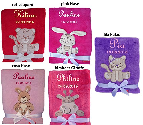 Kuschlige Babydecke SUPER FLAUSCHIG bestickt mit Namen und Datum - 3
