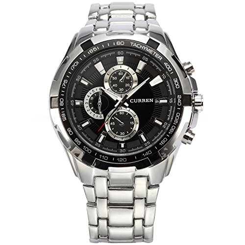XLORDX CURREN Silber Ring Herren Uhr Analog Quarzuhr Edelstahl Silber Armbanduhr XLORDX CURREN Silber Ring Herren Uhr Analog Quarzuhr Edelstahl Silber Armbanduhr