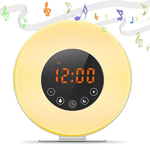 Preisvergleich Produktbild Wake Up Light, Lichtwecker Wecker LED mit Sonnenaufgang Simulation, Natur Sounds, Tagelichtwecker mit Intelligente Schlummerfunktion, FM Radio, Touch Control, 7 Farbige LED 10 Dimmstufen (Neu Version)