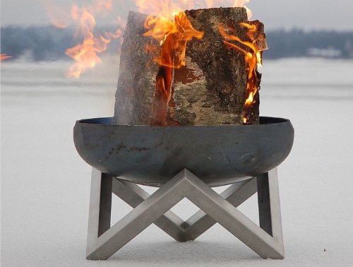 Design-Feuerschale / Feuerkorb aus massivem Stahl Gr. L - von SvenskaV