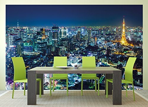 Fototapete Tokyo City Wandbild Dekoration Tokio Skyline night Metropole Tokyo Tower Panorama Bild Japan Deko Welt-Stadt Reisen | Foto-Tapete Wandtapete Fotoposter Wanddeko by GREAT ART (336 x 238 cm) - 6