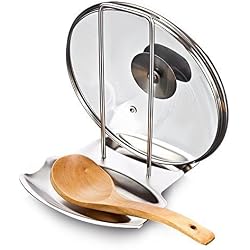 YOMYM Support Couvercle Repose Cuillère Couteaux Cuillères Fourchettes Spatule en Acier Inoxydable Repose Couvert Porte Couvercle Ustensile Divers de Cuisine Mettre de l'Ordre dans Votre Cuisine