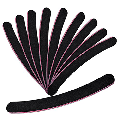 LHWY 10pcs Professional Nail Files Buffer Buffing Slim Crescent Grit Sandpaper