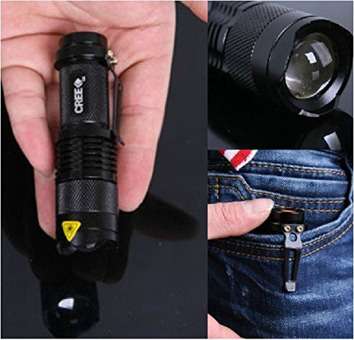 Pocketman 7W 300LM SK68 3 Modi Mini Cree Q5 LED Taschenlampen-Fackel-taktische Lampe justierbarer Fokus Zoomable Licht (Schwarzes) - 6