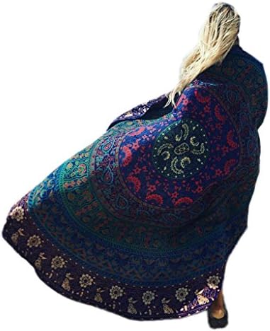Toyobuy Indian Mandala Round Beach Throw Tapestry Tablecloth Beach Towel Multicolored