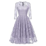 ◑‿◑ JUSTSELL 1950er Kleider für Damen Herbst,Frauen 50er Vintage Retro Kleider Blumen Spitze Abendkleid Lange Ärmel Cocktailkleid Reißverschluss Brautjungfer Hochze Kleider