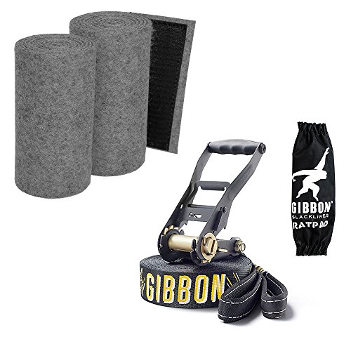 SLACKWEAR Slackline Set con "SafetyTree" Protección de árbol Gris + Jib Line X13 de Gibbon Slacklines