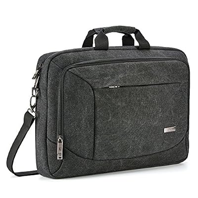 Evecase Cooper Sacoche, Sac à Bandoulière, Messenger en Toile, Etanche pour Ordinateur Portable jusqu’à 17.3 pouces, Sony VAIO, HP, Lenovo, Dell, ASUS, Acer, Apple MacBook, Toshiba - Gris Foncé