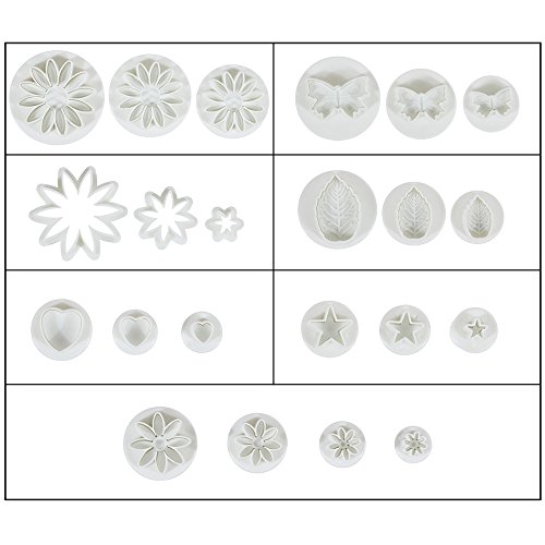 Anpro Fondant Ausstecher 76 tlg, 40 Buchstaben Ausstechformen, 22 Ausstechformen Auswerfer Stempel Tortendeko mit 14 Marzipan Messer - 4