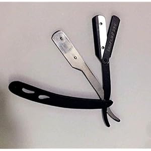 Straight Cut Throat Shaving Razor, Manual Traditional Professional Barber Razor for Men (Stainless Steel Black SAND) S&S… - Image 2