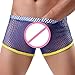 Produktbild U.Expectating Herren Sexy Dessous Unterhose Mesh Transparent Boxershorts Strings Netz Unterwäsche Transparent Bikini Slips Shorts Pants (XL, Blau)
