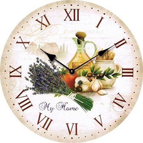 Tinas Collection Wanduhr rund mit einem Ø von 30 cm, Motiv Lavendel