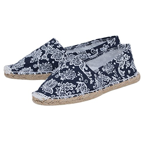 Japanwelt Paisley Muster Espadrilles Classic Canvas Damen und Herren Blau Weiß Größe 37 - 2